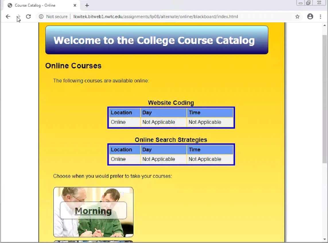 Chrome Course Catalogue